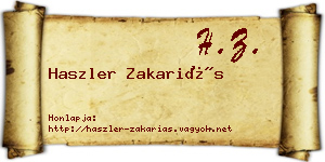Haszler Zakariás névjegykártya